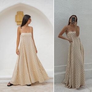 VRG GRL Behati Cream Polka Dot Maxi Dress Size 12